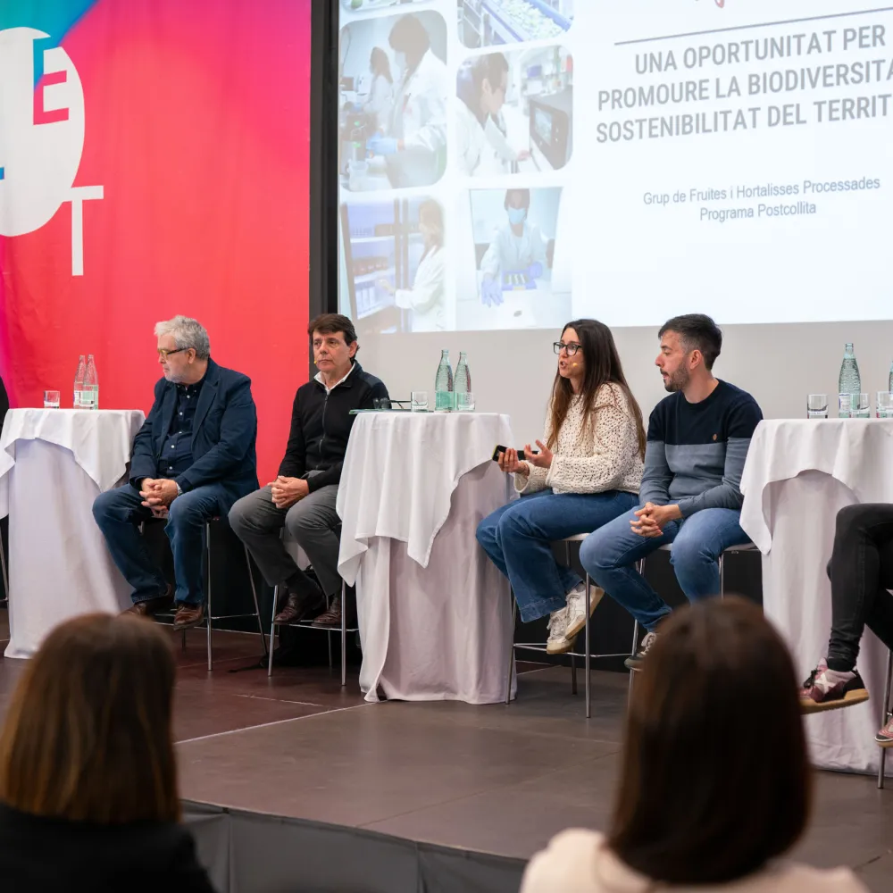 Los ponentes sobre el escenario. 